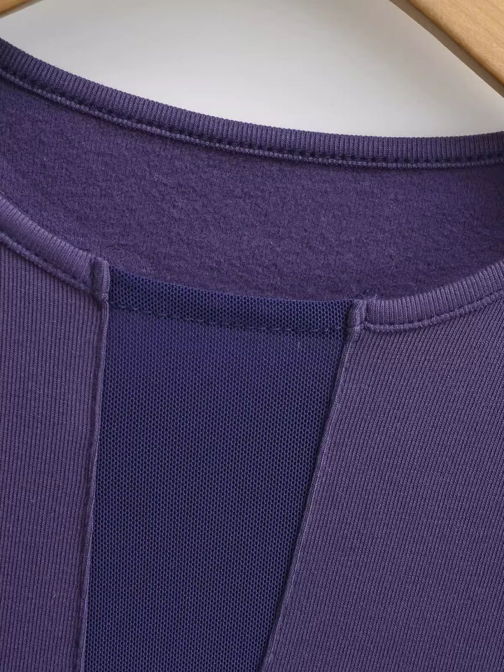 メッシュ切り替えクルーネックボディスーツ
