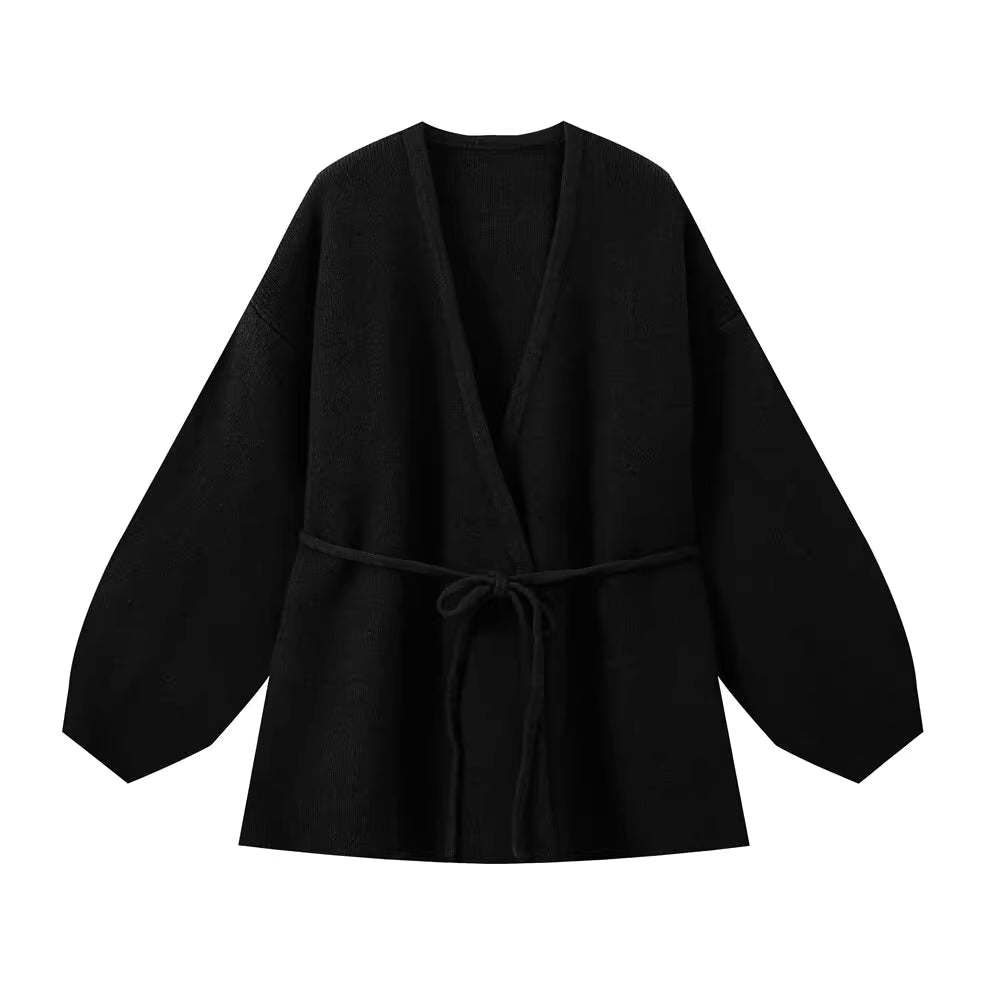 ニットラップカーディガンパンツセット