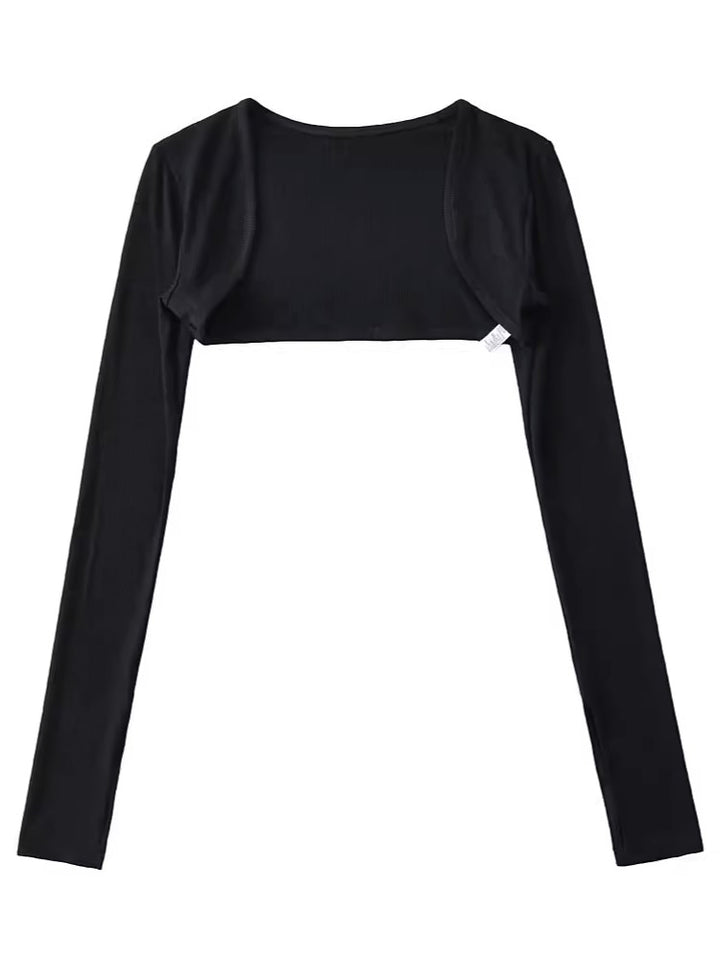 スリットスリーブリブボレロトップス