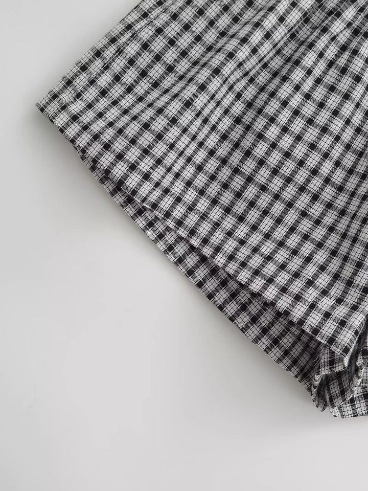 チェック柄コットンショートパンツ