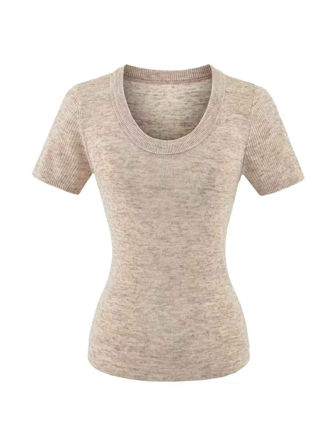 リネンタッチサマーニットUネックTシャツ