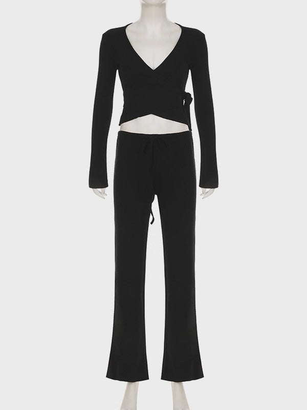 ラップデザイン裏起毛トップス