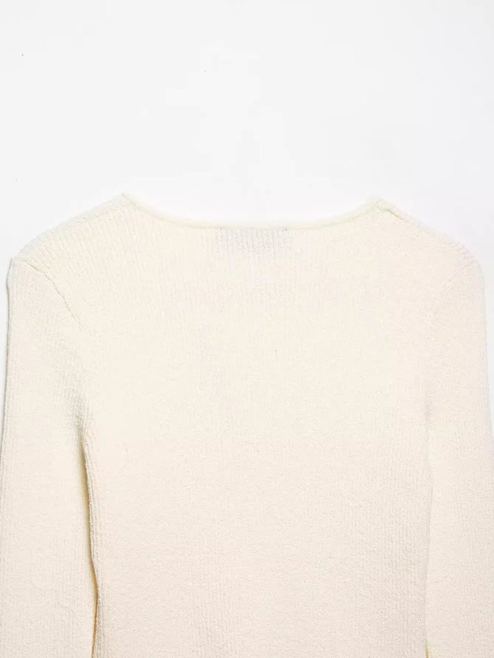 シェルボタンスラントカーディガン