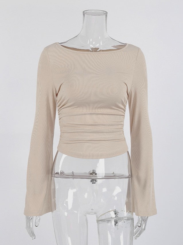 フレアスリーブウエストシャーリングトップス