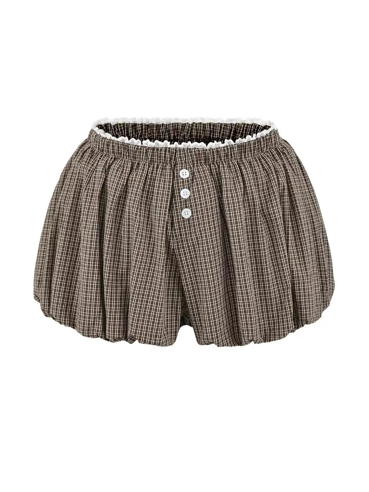 チェック柄フリルバルーンボクサーショートパンツ