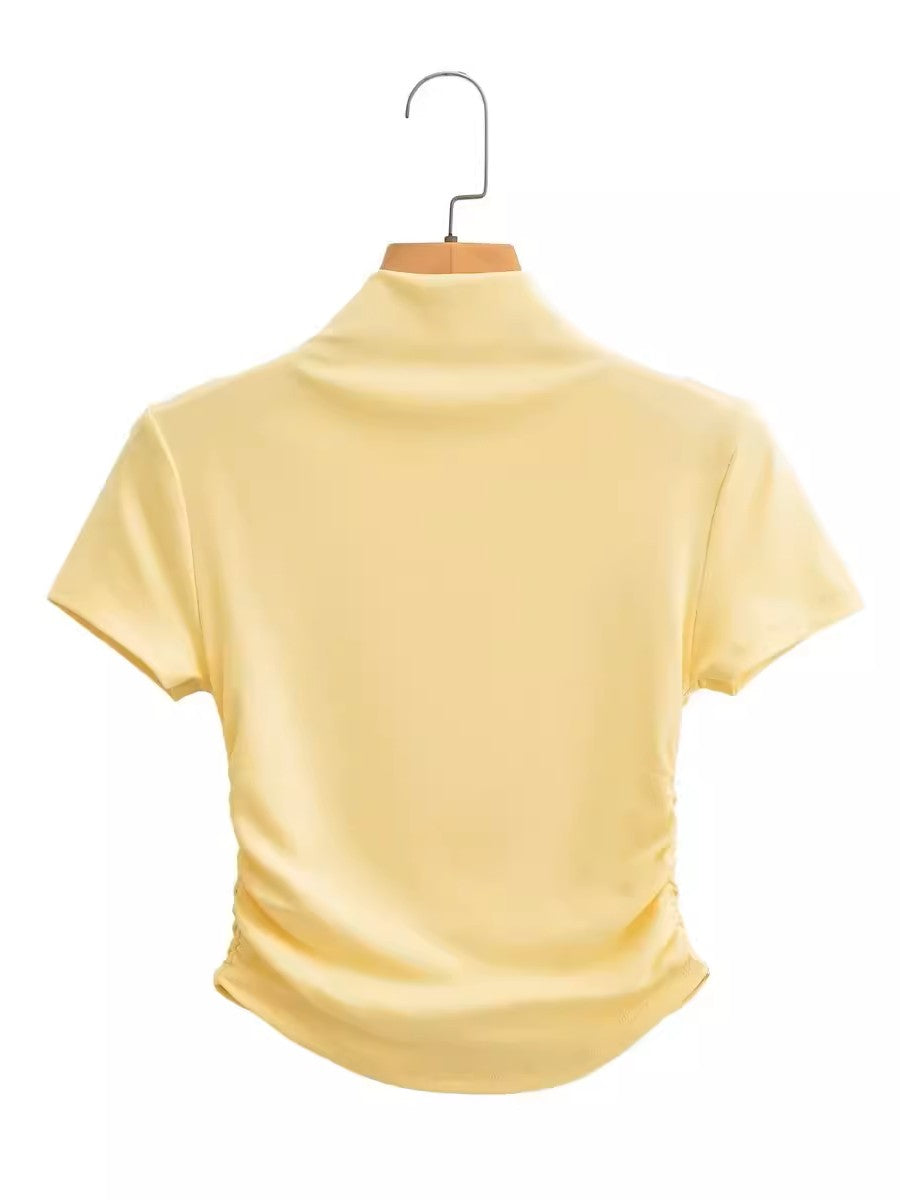 ソフトドレープモックネックショートスリーブトップス