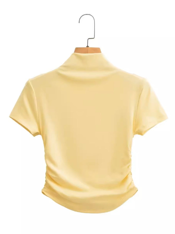 ソフトドレープモックネックショートスリーブトップス