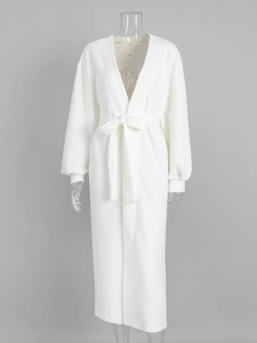 ホワイトニットロングコーディガン