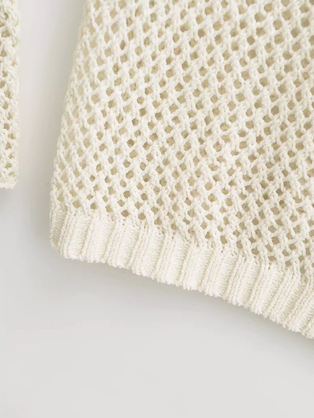 レースアップメッシュニットロングカーディガン