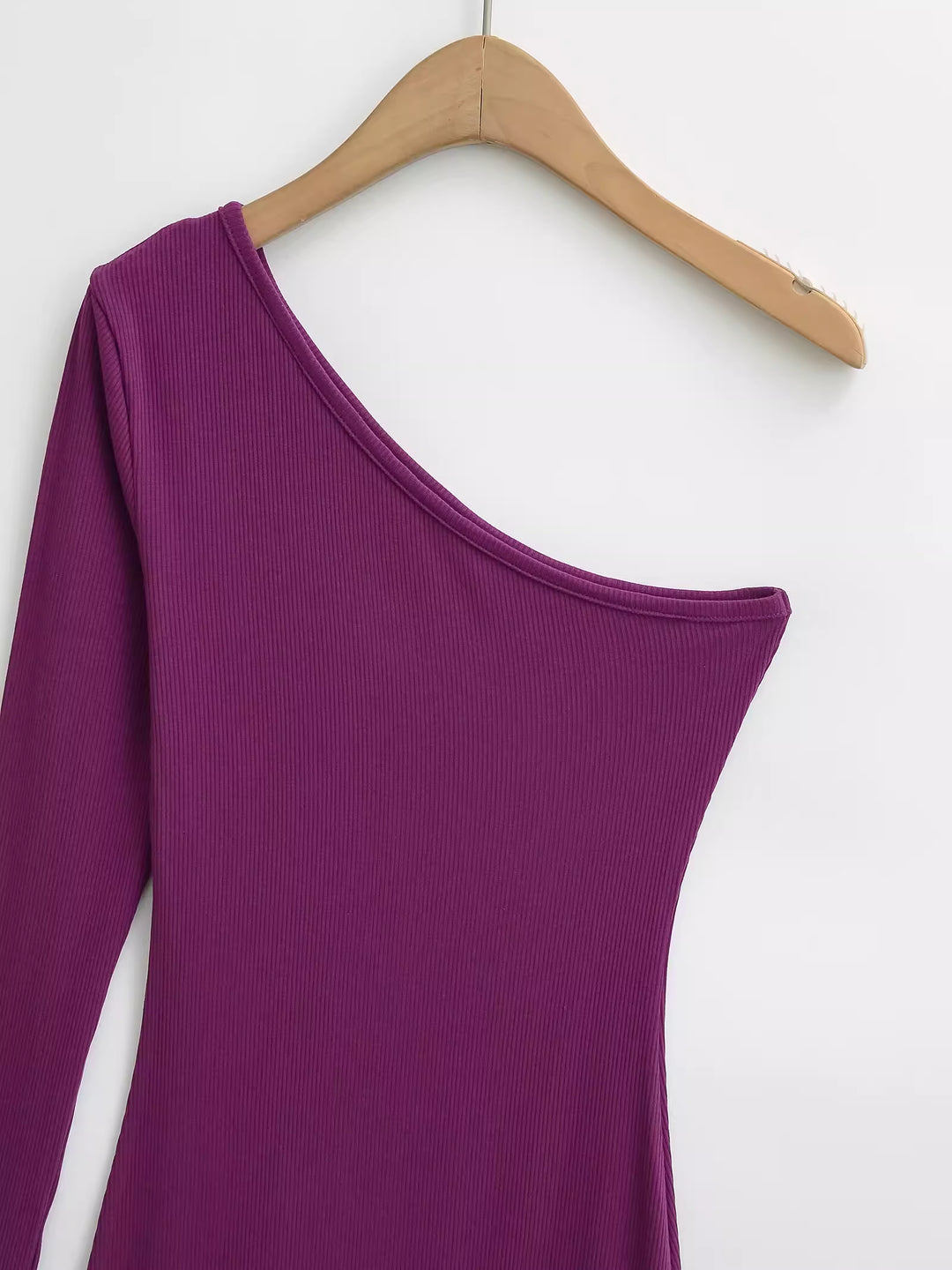 ワンショルダーリブワンピース