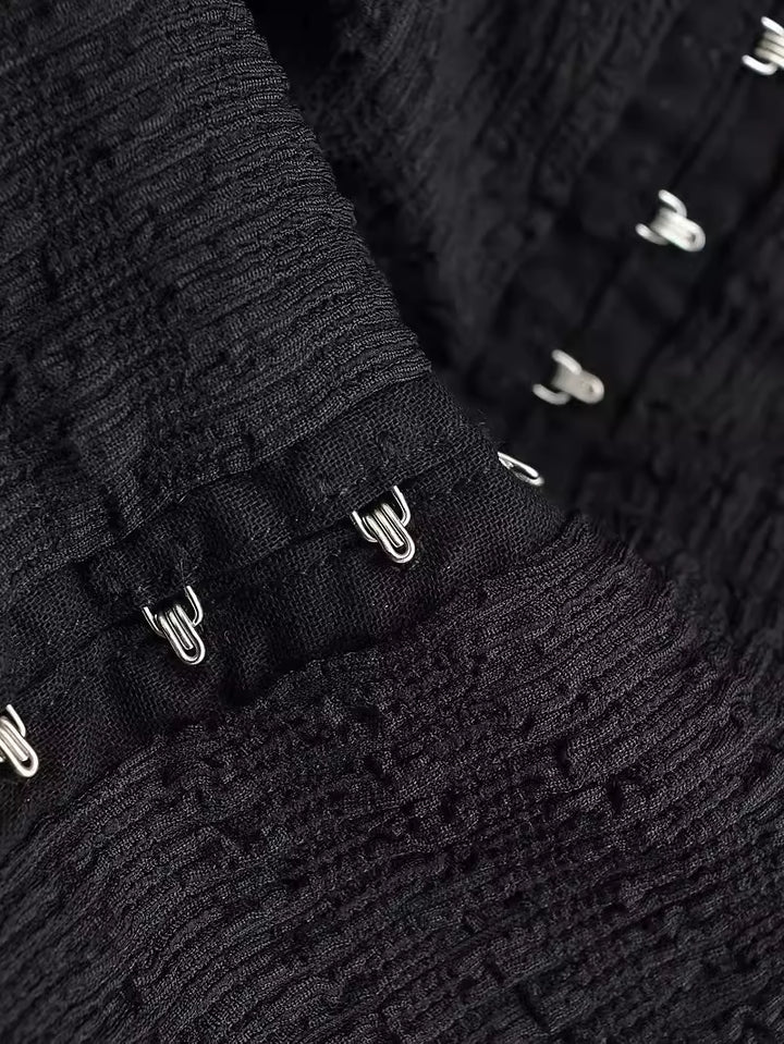 フロントフックオープンカラートップス