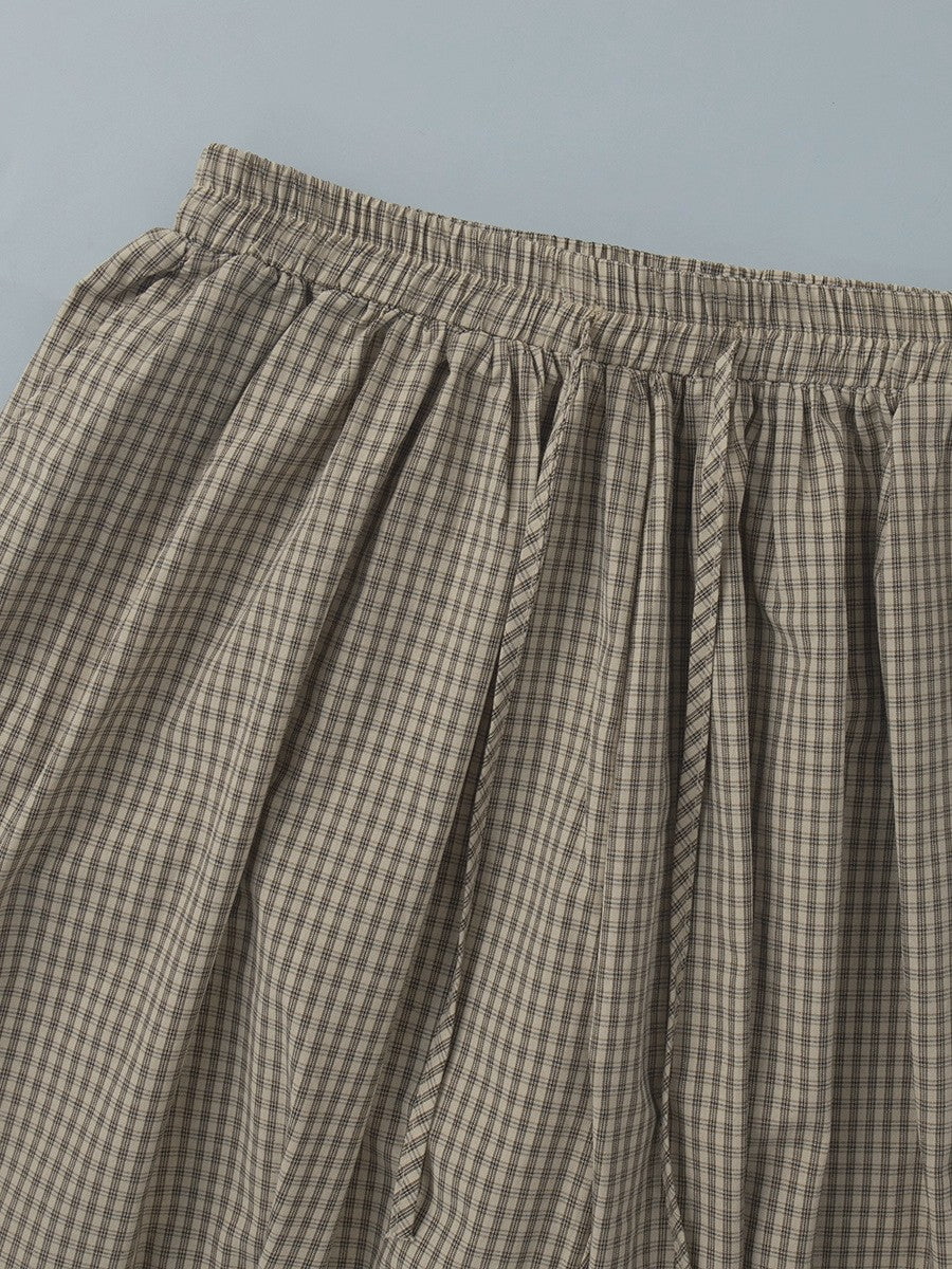 ギンガムワイドバルーンパンツ