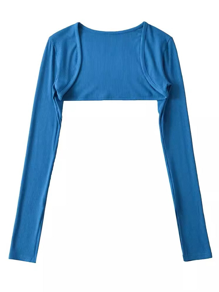 スリットスリーブリブボレロトップス