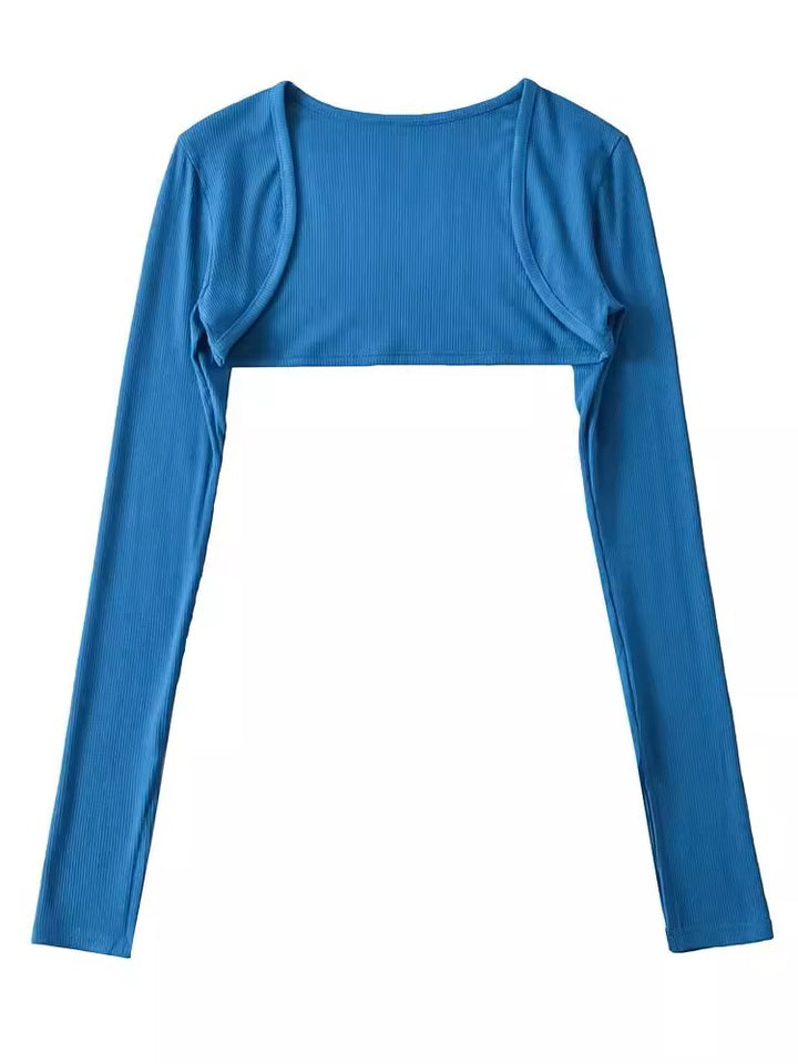 スリットスリーブリブボレロトップス