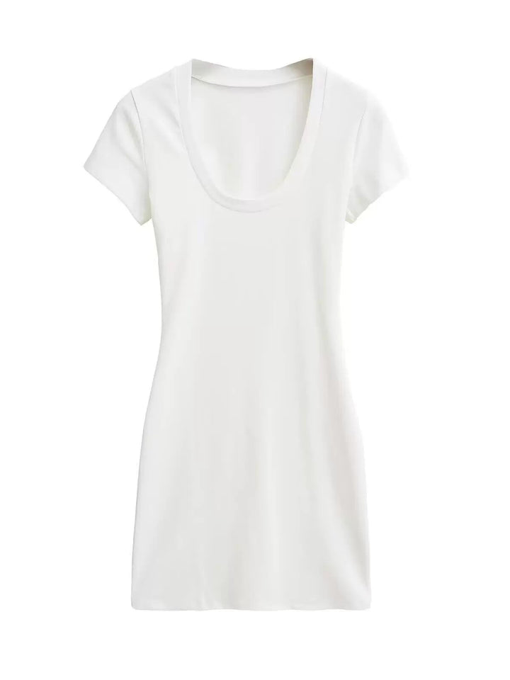 UネックTシャツミニワンピース