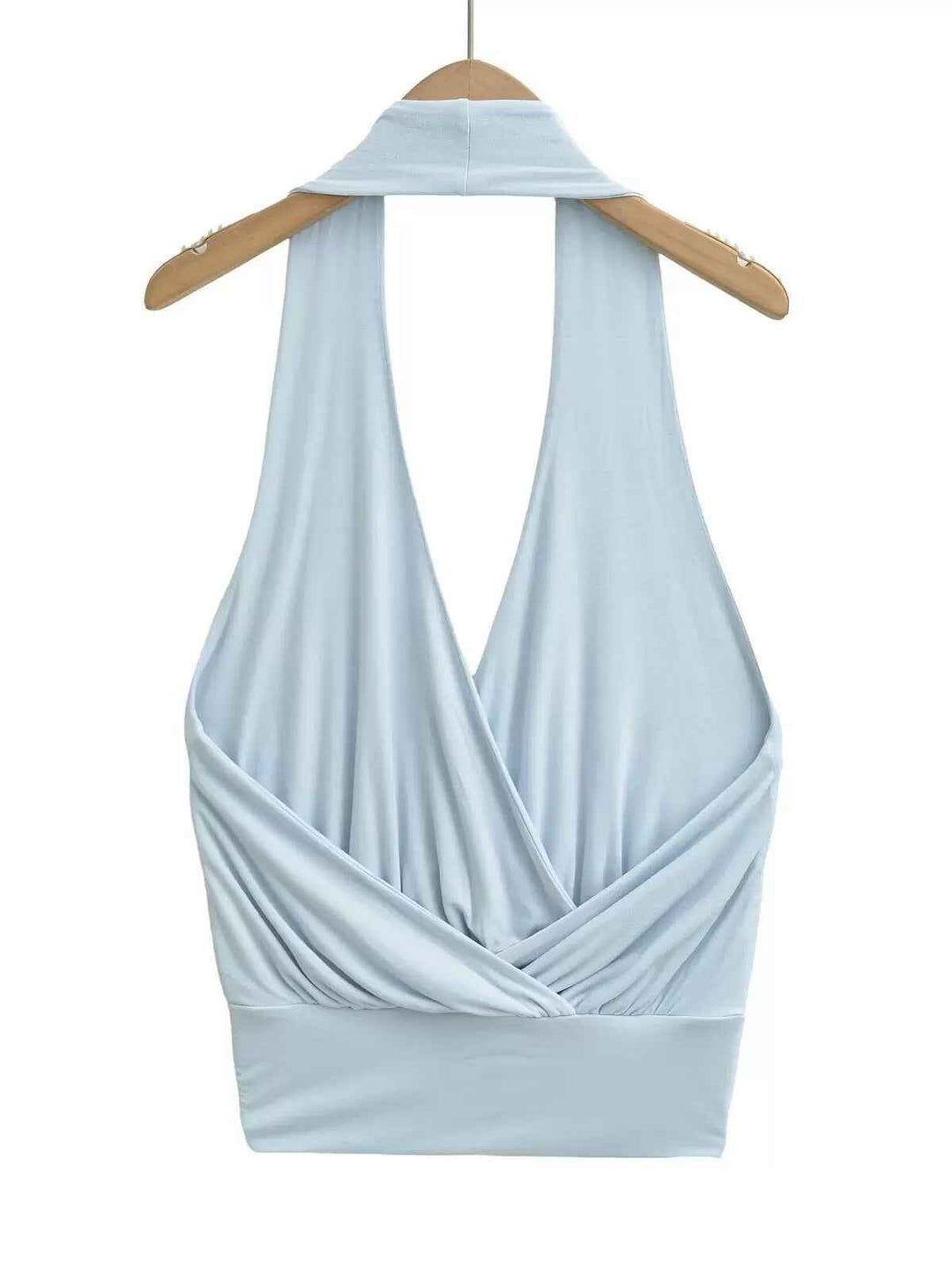 バックレスドレープホルターネックトップス
