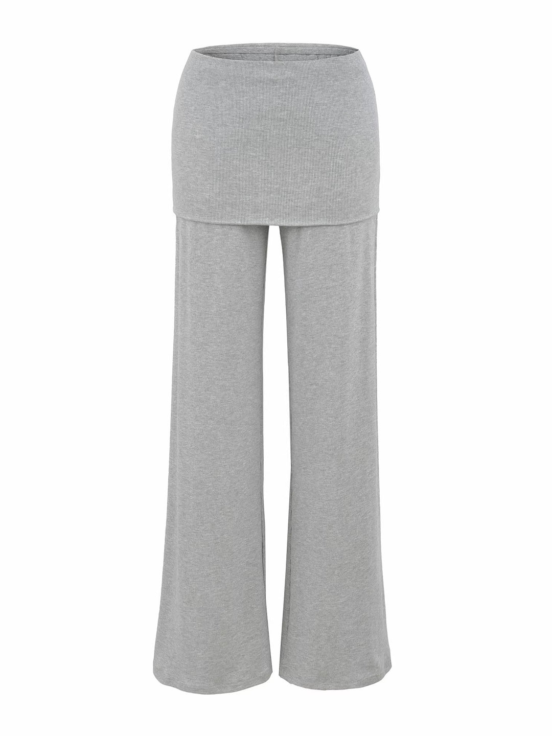 フィットスカートレイヤーリブフレアパンツ