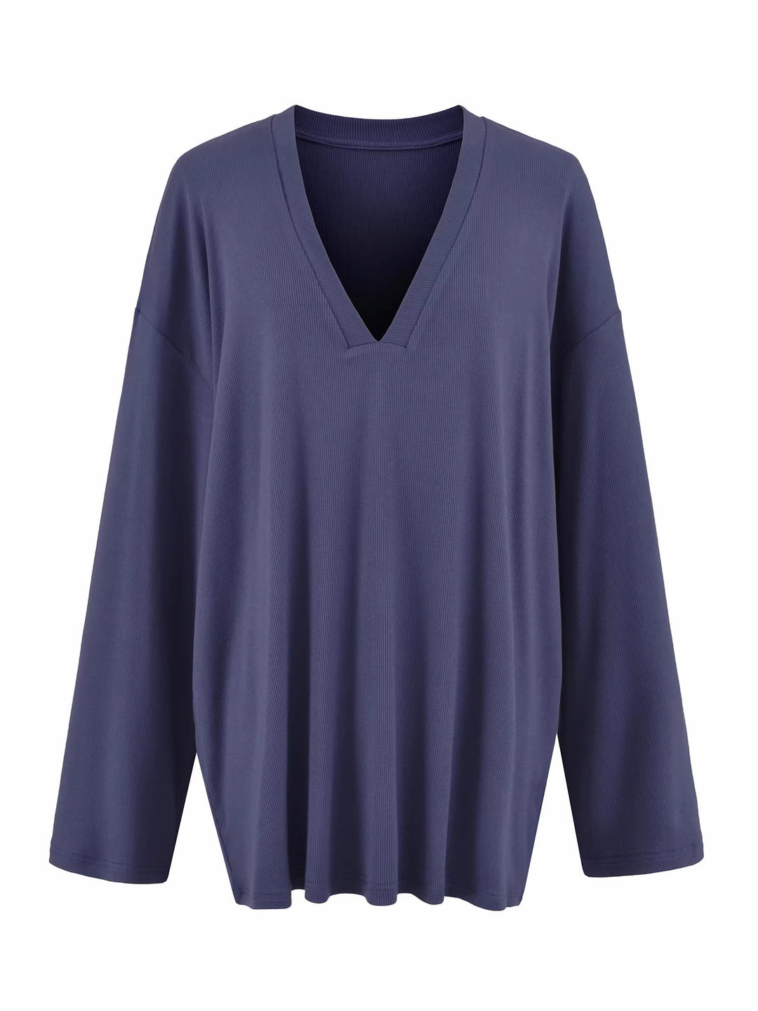 Vネックリラックスリブトップス