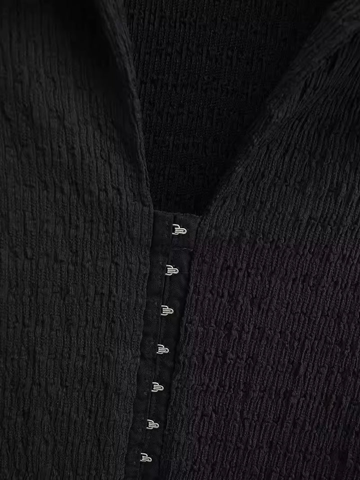 フロントフックオープンカラートップス