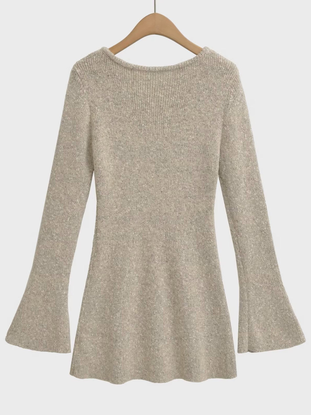 フレアスリーブメランジニットミニワンピース