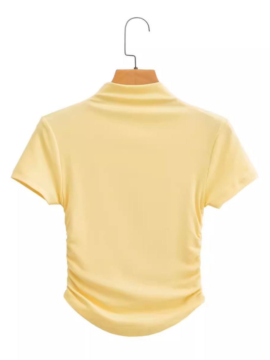 ソフトドレープモックネックショートスリーブトップス