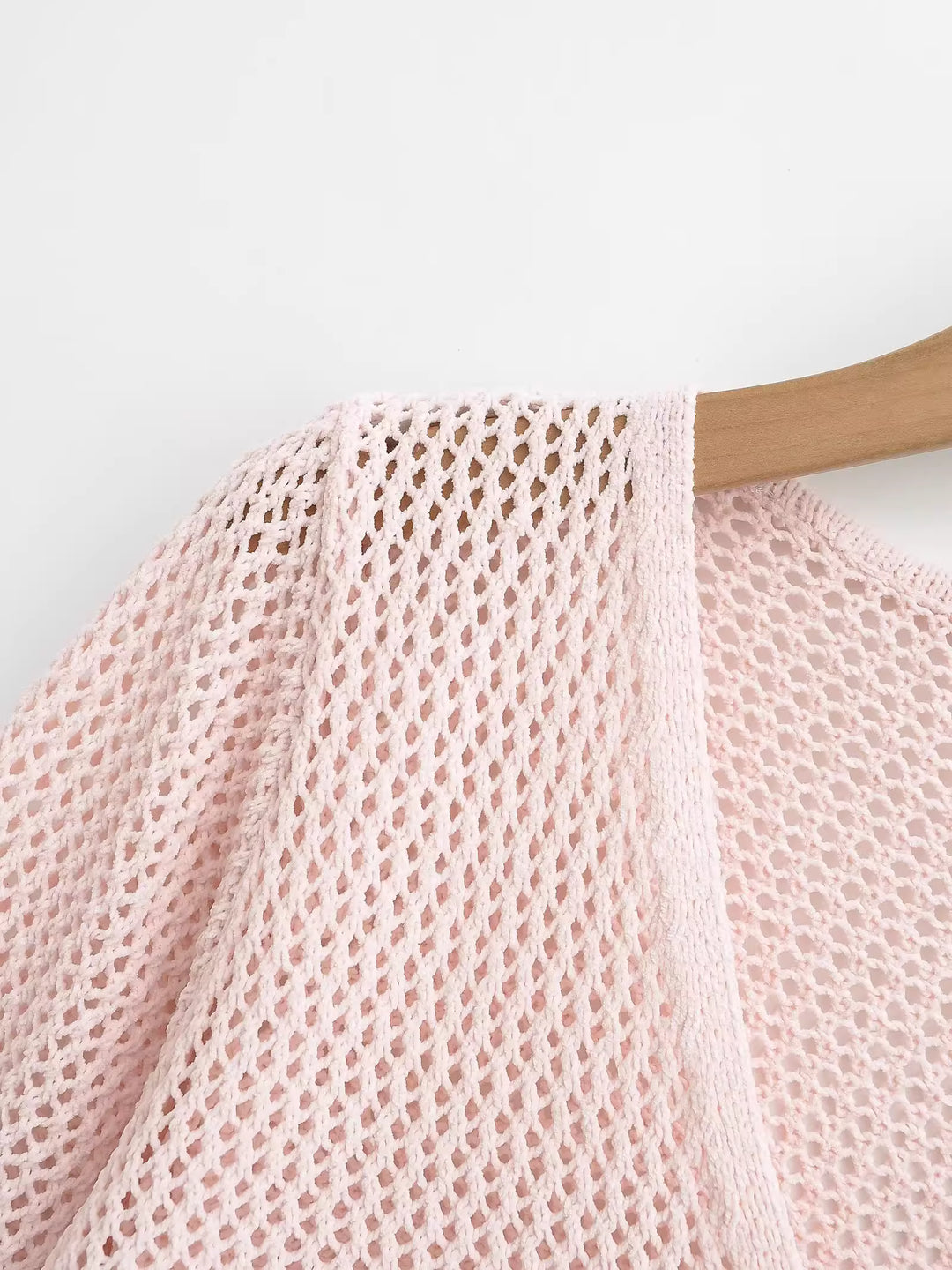 レースアップメッシュニットロングカーディガン