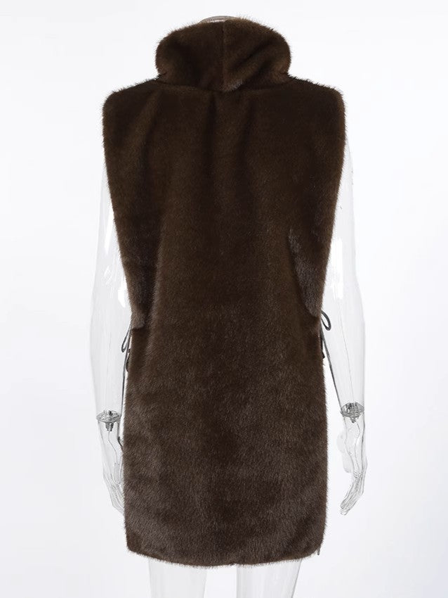 エコファー ハイネックノースリーブベスト