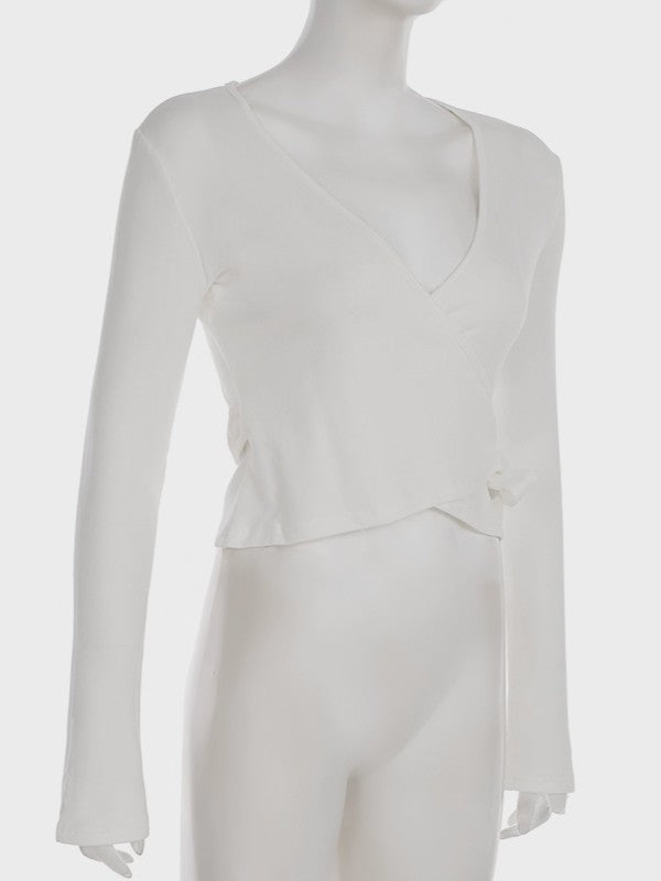 ラップデザイン裏起毛トップス