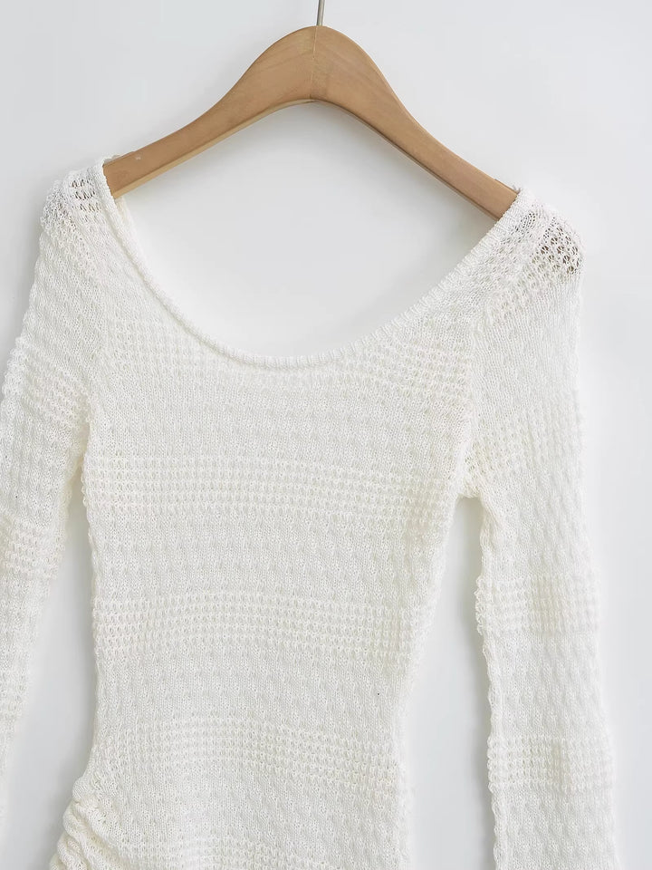 アシンメトリーシアーニットトップス