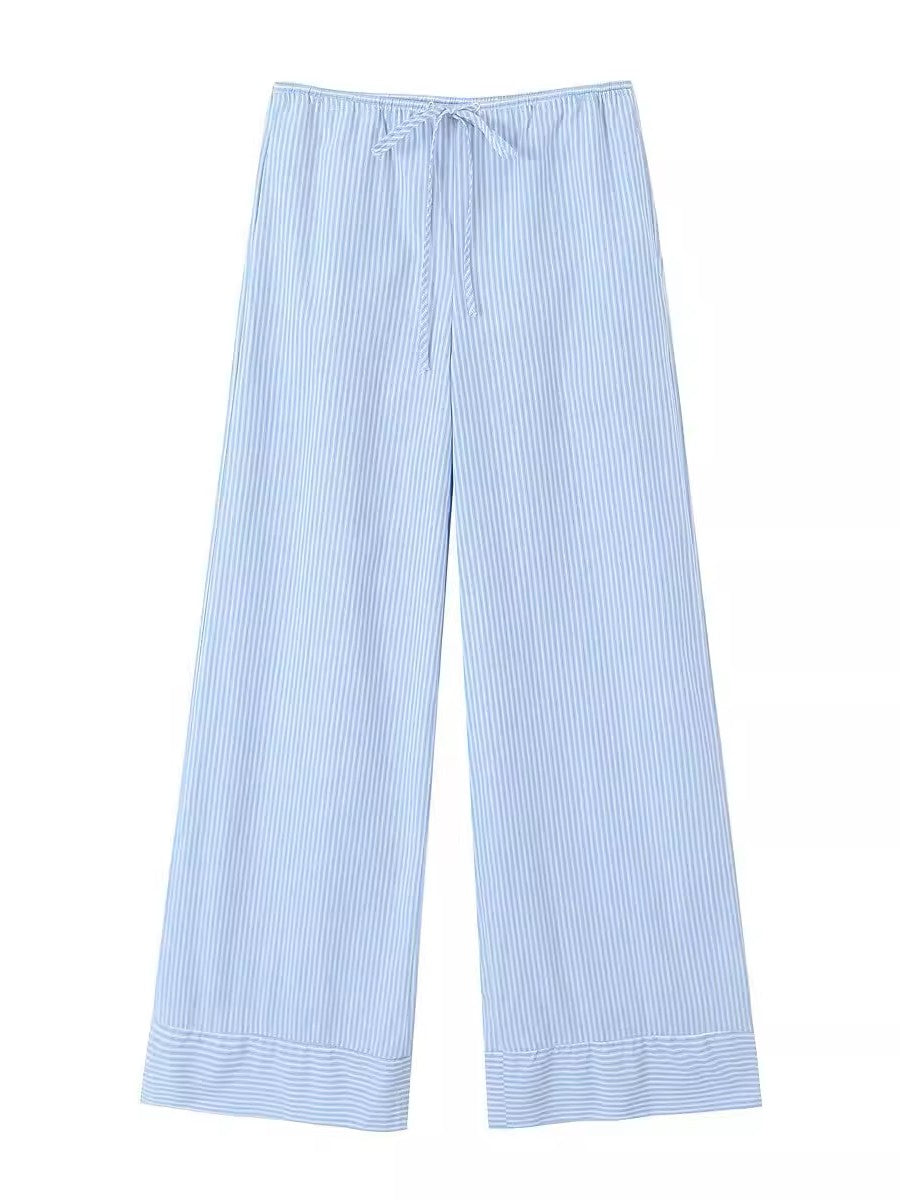 切り替えストライプヘムイージーパンツ