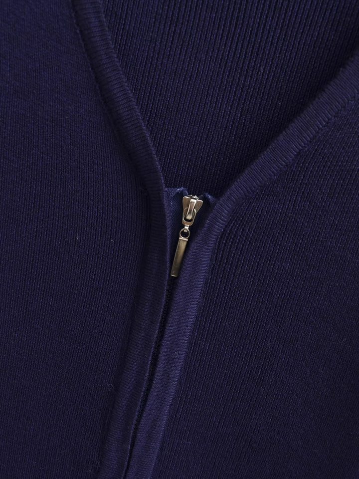 ノーカラーVネックジップカーディガン