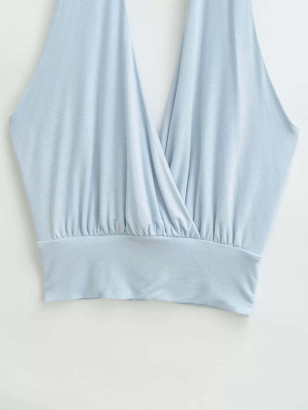 バックレスドレープホルターネックトップス
