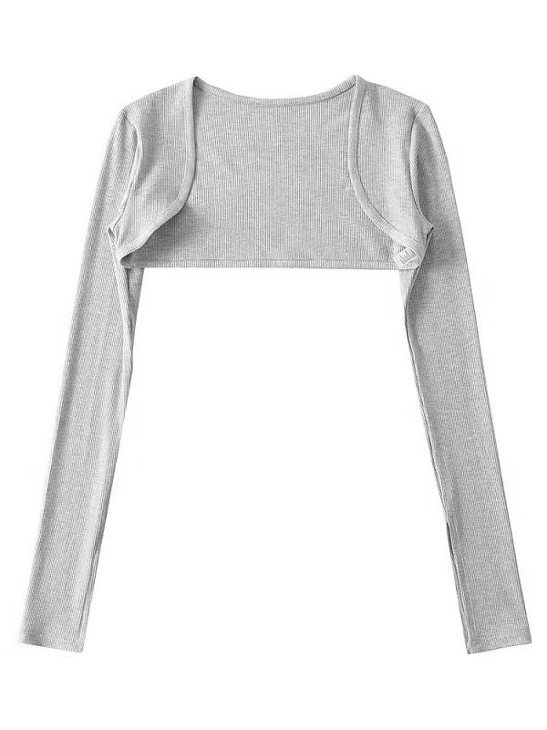 スリットスリーブリブボレロトップス