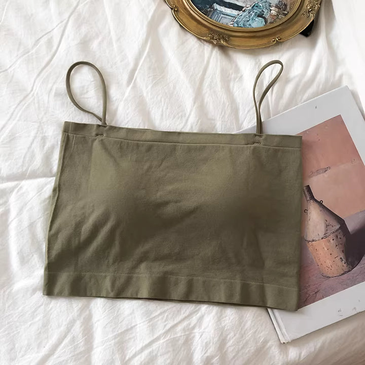 カップ付きアースカラークロップドキャミソール