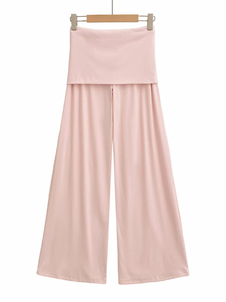 フィットスカートレイヤーリブフレアパンツ