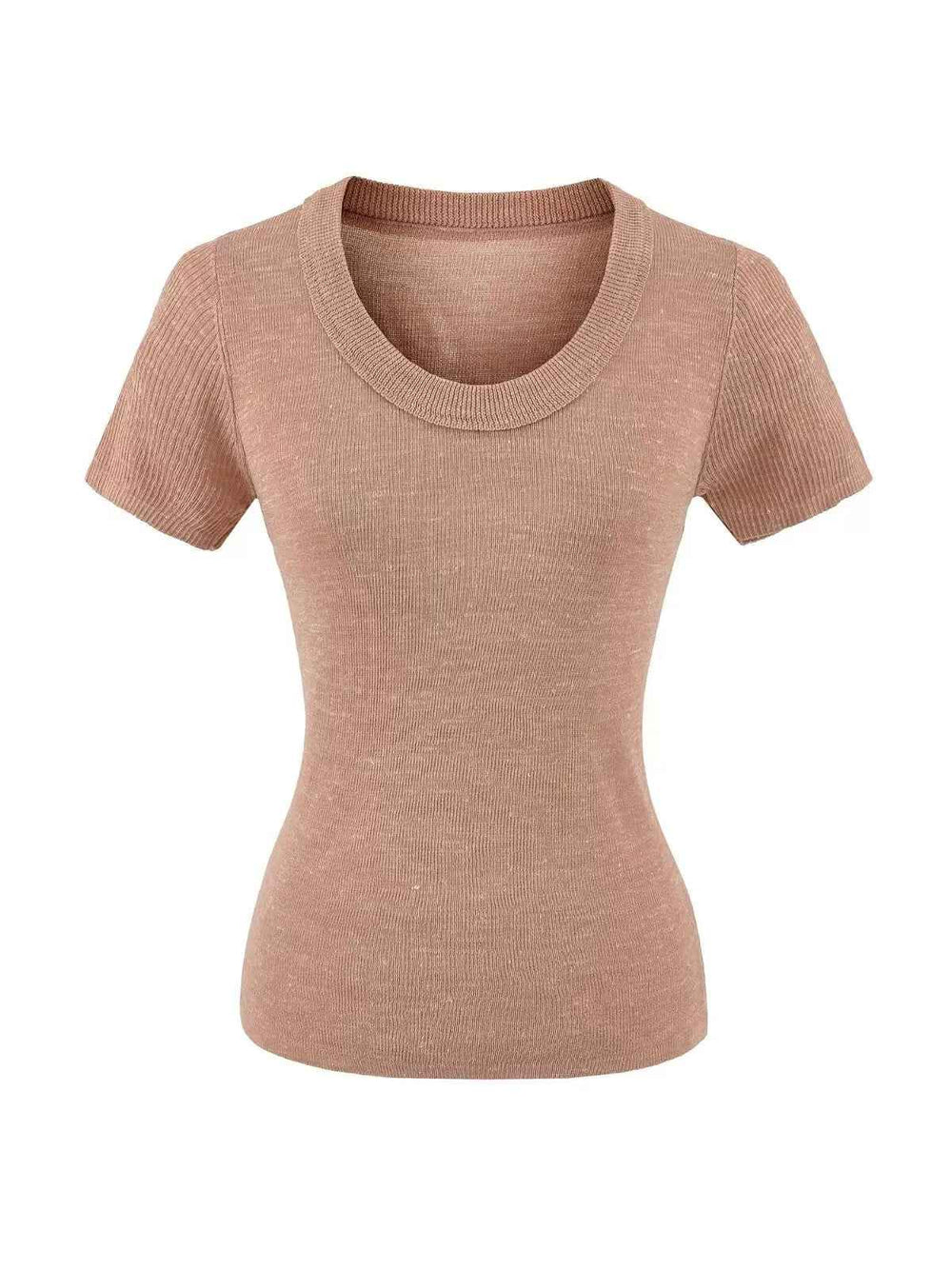 リネンタッチサマーニットUネックTシャツ