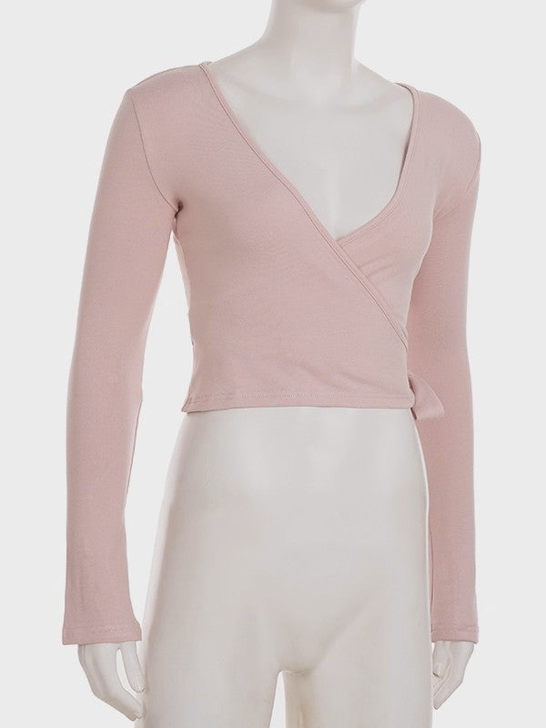 ラップデザイン裏起毛トップス