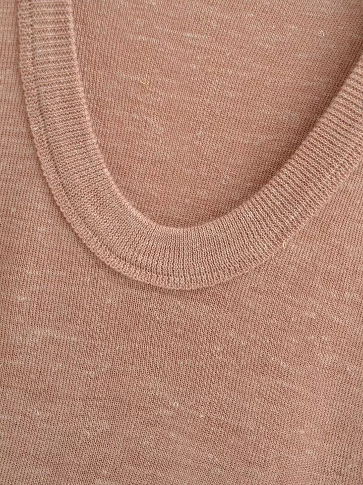 リネンタッチサマーニットUネックTシャツ