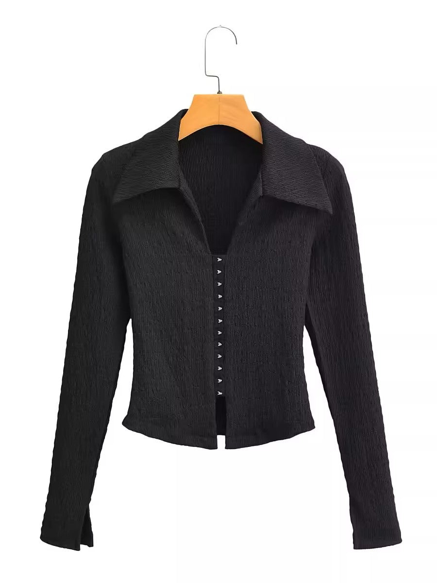 フロントフックオープンカラートップス