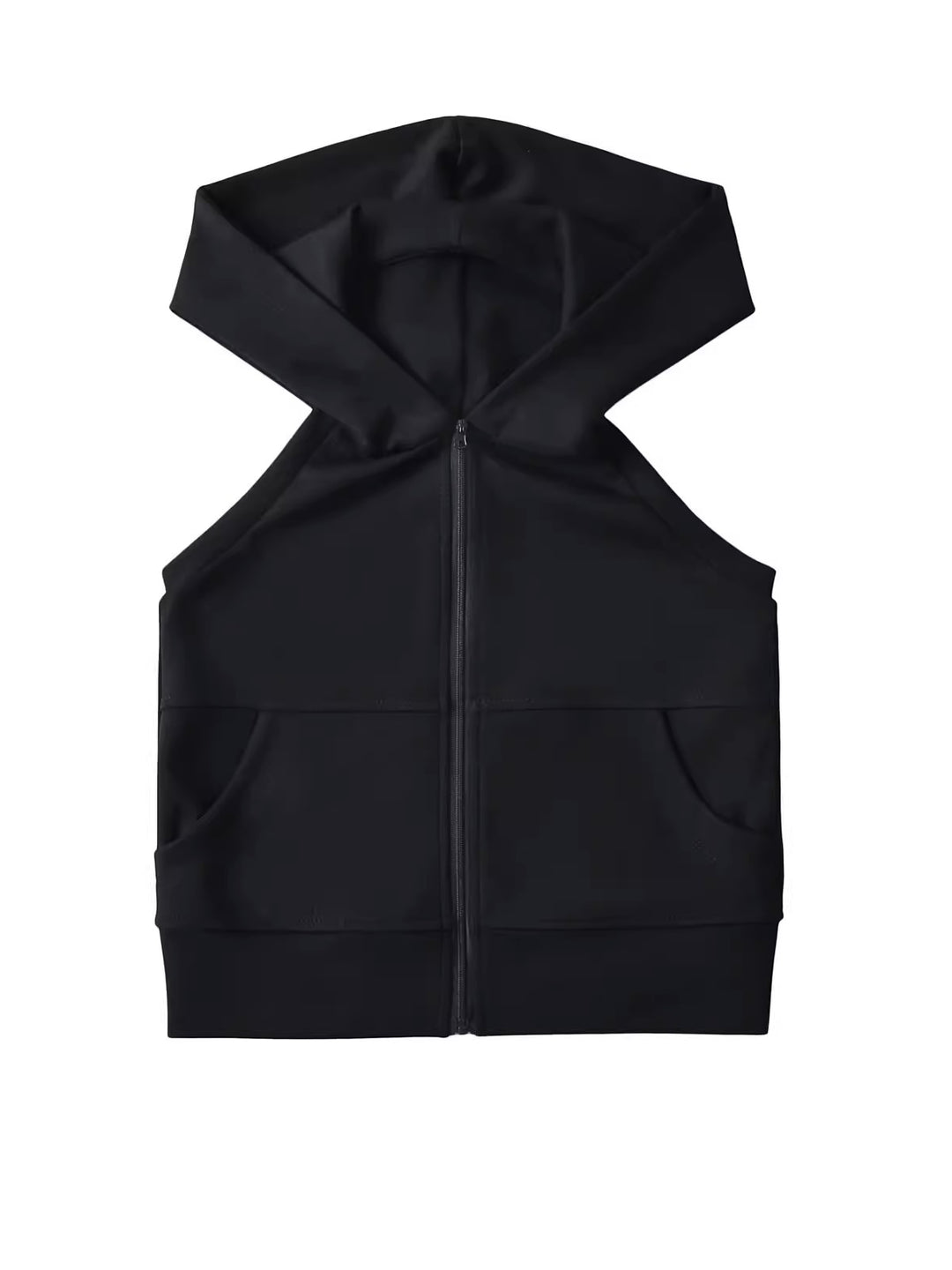 スリーブレスジップアップフーディー