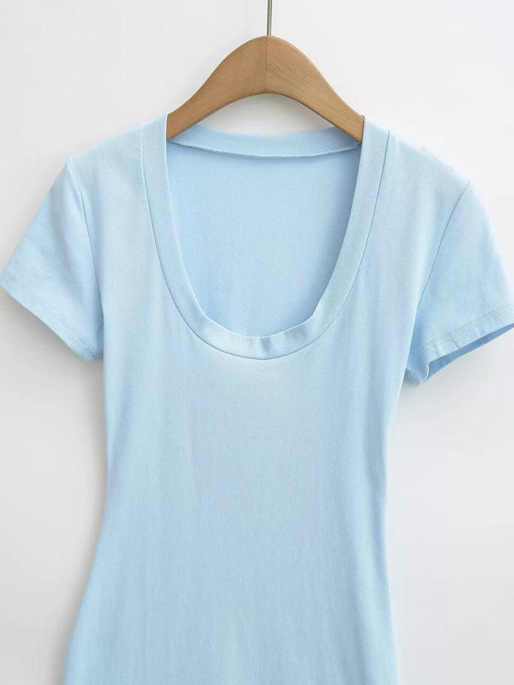 UネックTシャツミニワンピース