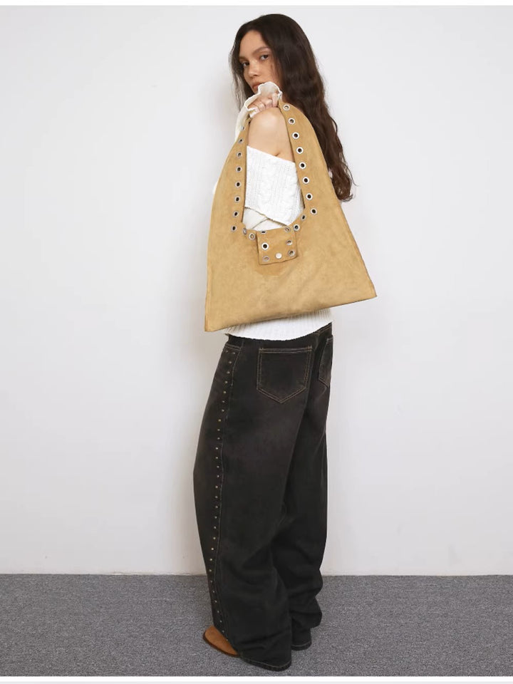 アイレットデザインワイドショルダーバッグ