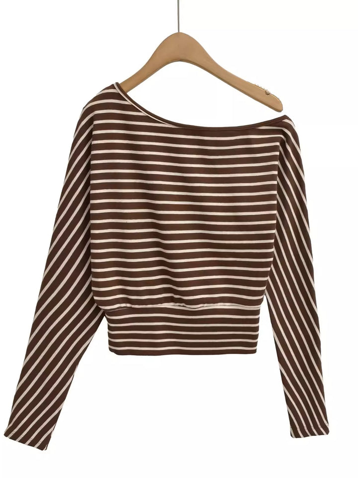 オフショルダーボーダーカットソー