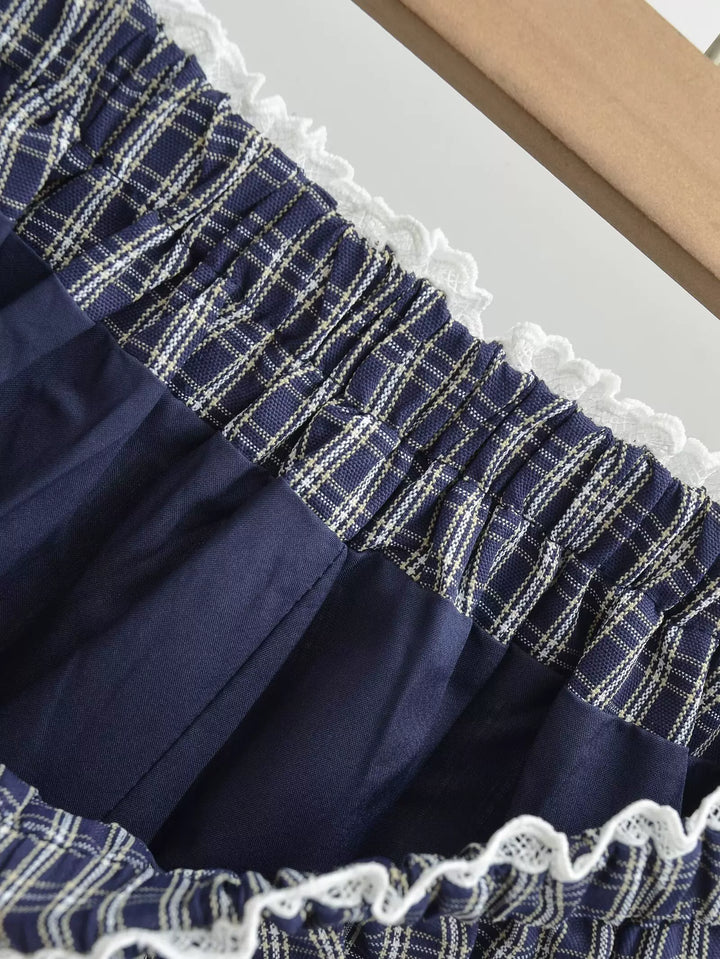 チェック柄フリルバルーンボクサーショートパンツ