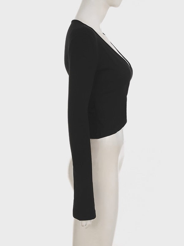 ラップデザイン裏起毛トップス