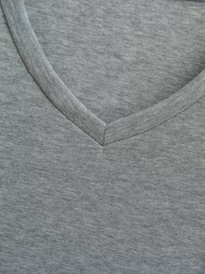 フリルスリーブソフトVネックTシャツ