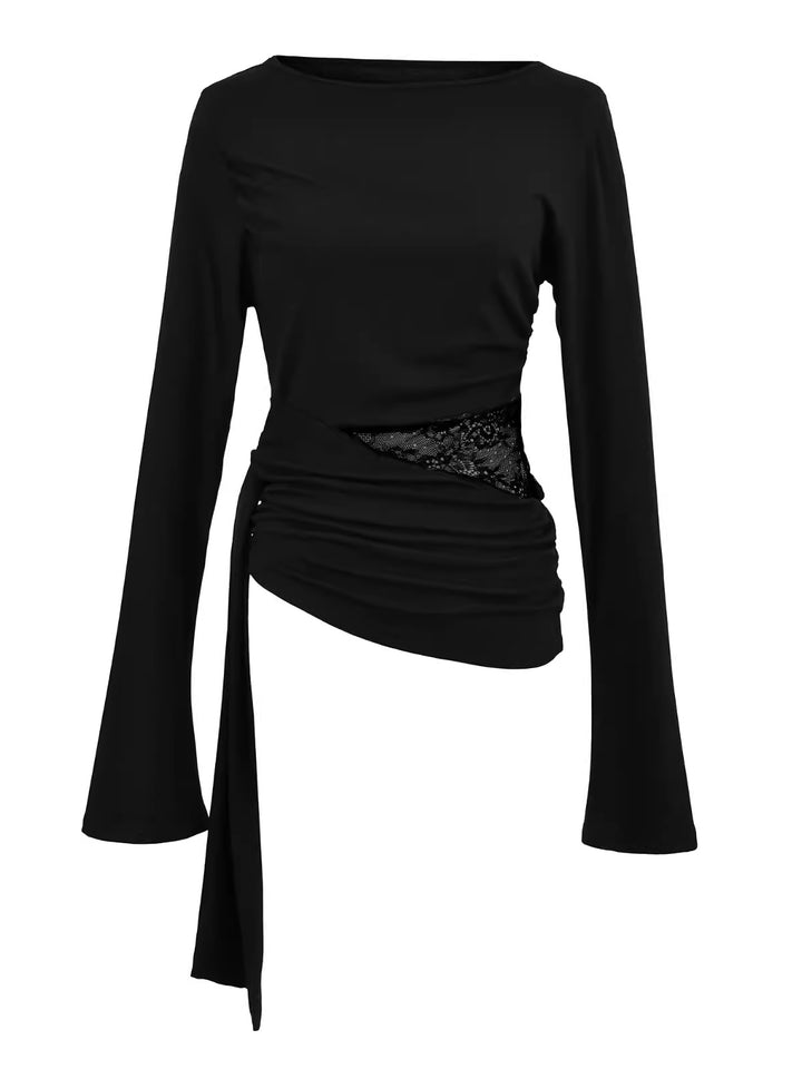 サイドシアーレースリボントップス