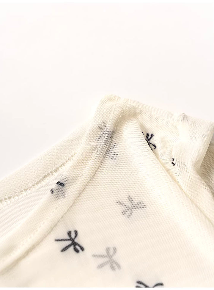 リボン柄シアーメッシュトップスレイヤードセット