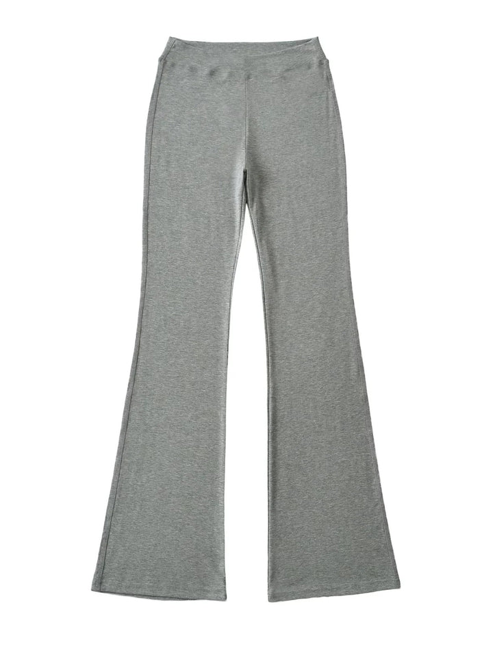 ソリッドカラーストレッチフレアパンツ