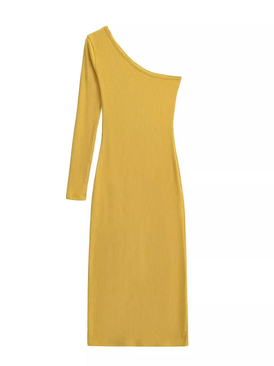 ワンショルダーリブワンピース